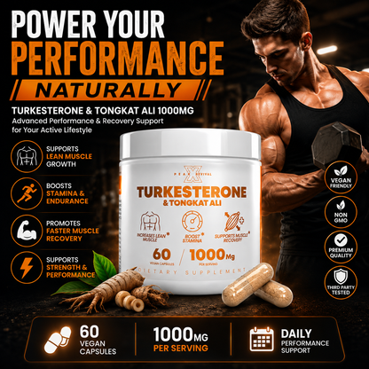 Turkesterone & Tongkat Ali – Daily Vitality & Performance Supplement | 60 Vegan Capsules