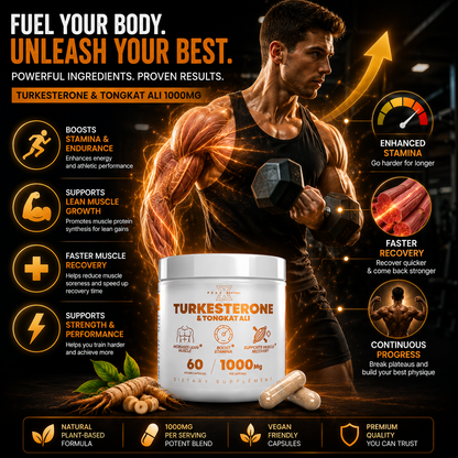 Turkesterone & Tongkat Ali – Daily Vitality & Performance Supplement | 60 Vegan Capsules