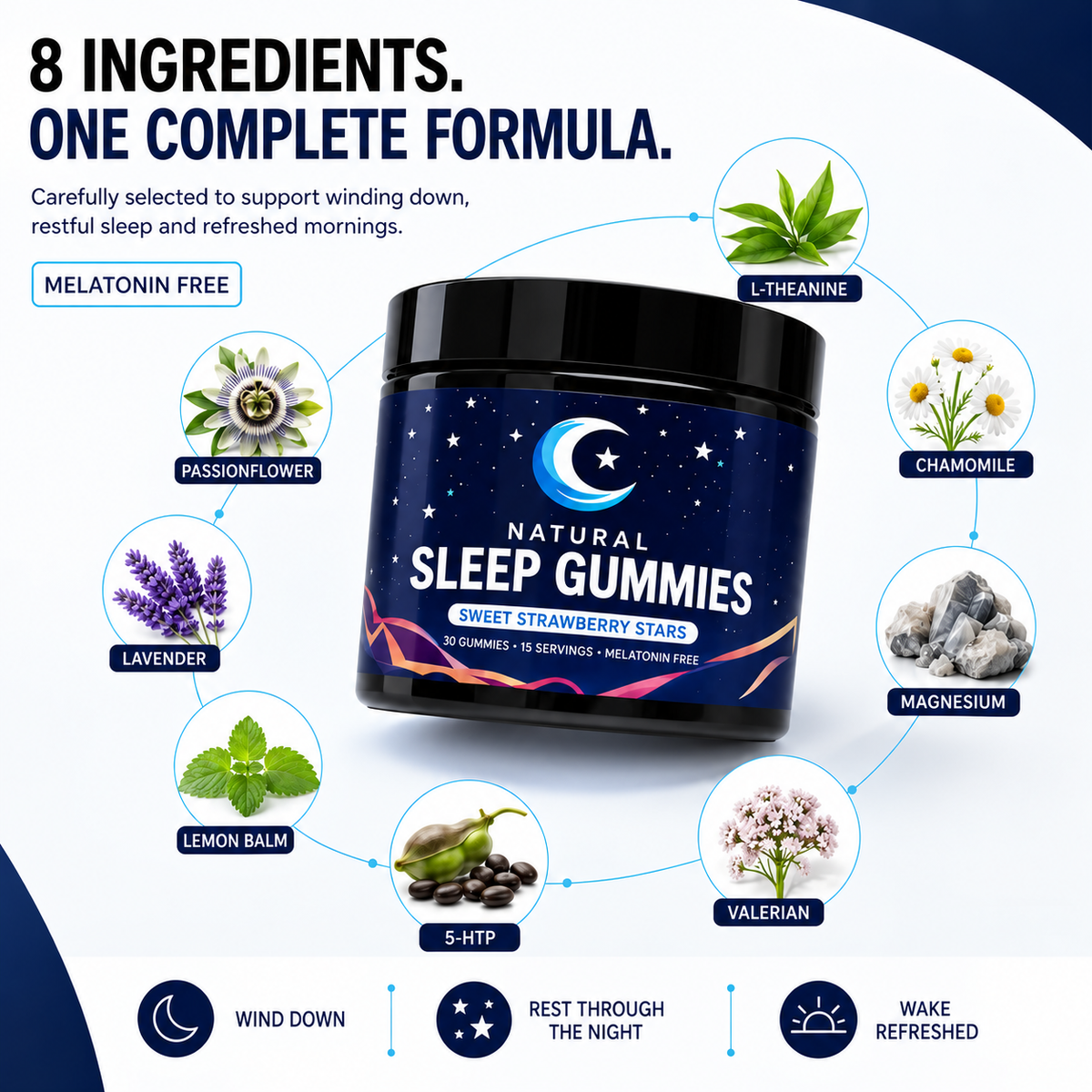 Natural Sleep Support Gummies – Melatonin-Free Strawberry Stars