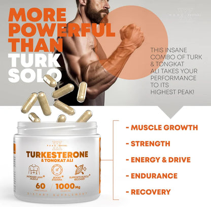 Turkesterone & Tongkat Ali – Daily Vitality & Performance Supplement | 60 Vegan Capsules